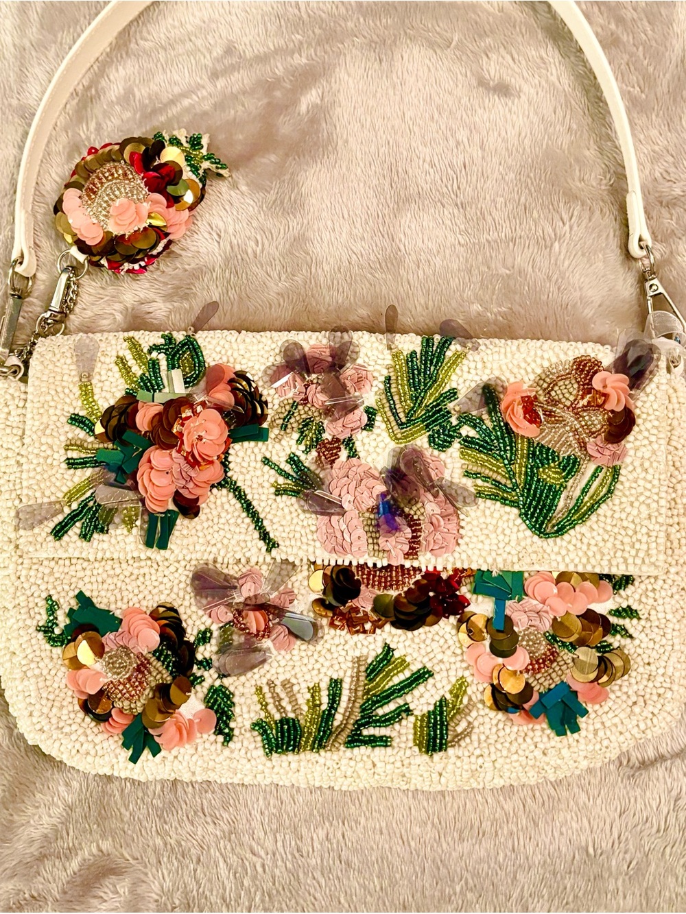 Beaded floral bag made in India